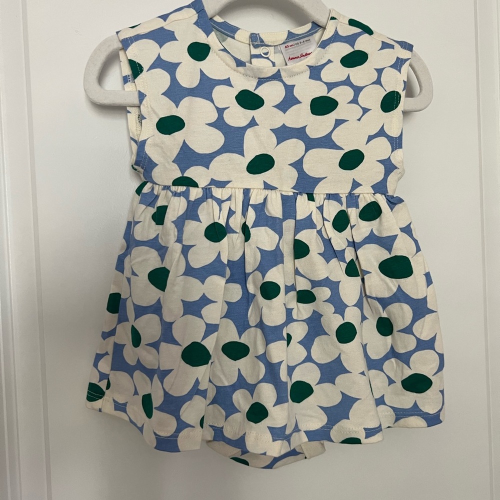 Hanna Anderson Floral Blue and White Dress 3-6 month